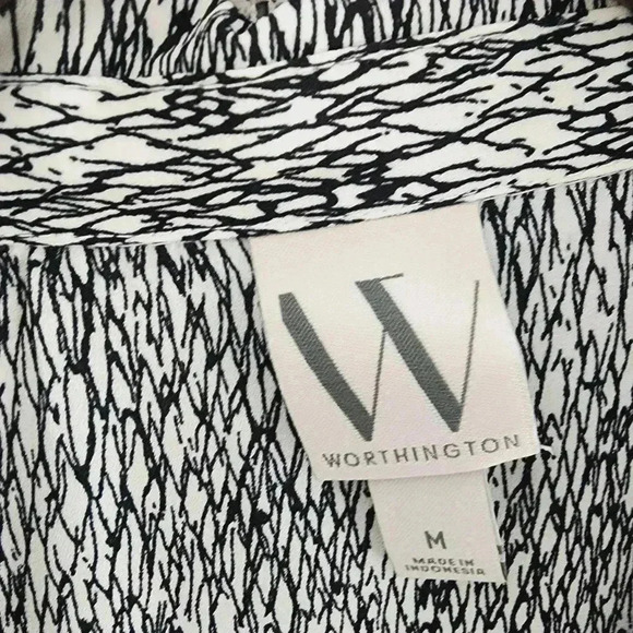 Worthington pattern button down long sleeve chiffon blouse M - Picture 5 of 7